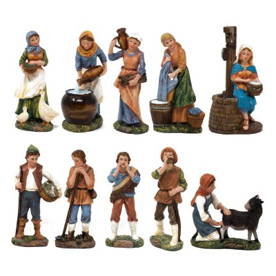 Pastori in Resina 20 cm per Presepe 10 Figure Assortite 79123