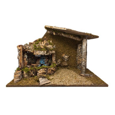 Capanna per Presepe con Luci e Cascata 60x35 cm 11361