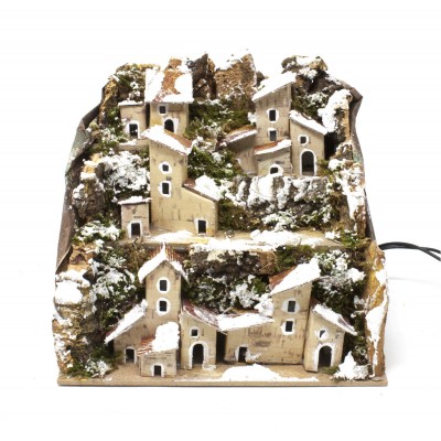 Paesaggio Innevato con Case e Luci cm. 20x14x18 per Presepe - 85061