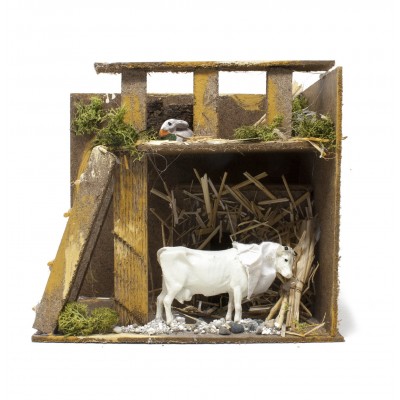 Scena per Presepe con Mucca 7 cm in Movimento e Riproduce il Verso