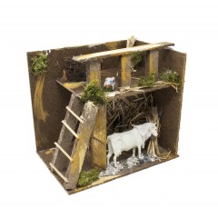 Scena per Presepe con Mucca 7 cm in Movimento e Riproduce il Verso