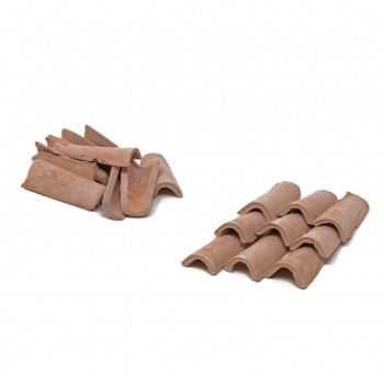 Tegole in Resina 28 mm Color Terracotta 20 pz Miniatura Coppo per Presepe - 86898