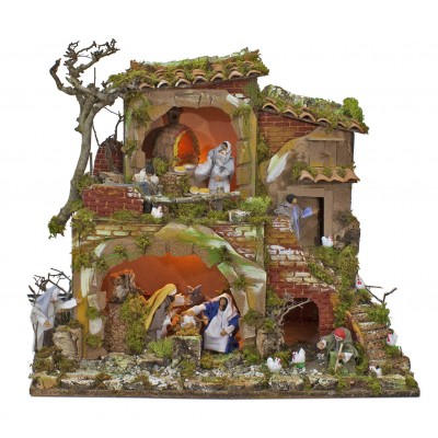 Paesaggio Presepe Completo con Personaggi in Movimento 57x35 cm 79074