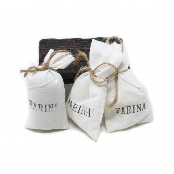 Set 3 Sacchi di Farina in Tessuto Miniature per Presepe