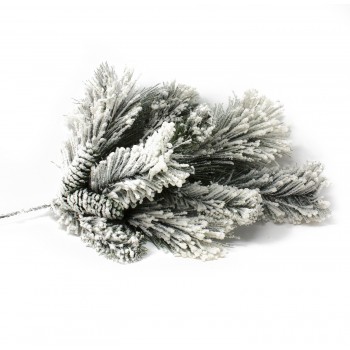 Rametto Innevato Glitter con Pigne 55 cm Addobbo Natalizio