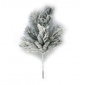 Rametto Innevato Glitter con Pigne 55 cm Addobbo Natalizio