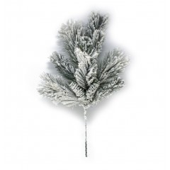Rametto Innevato Glitter con Pigne 55 cm Addobbo Natalizio