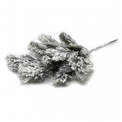 Rametto Innevato Glitter con Pigne 55 cm Addobbo Natalizio