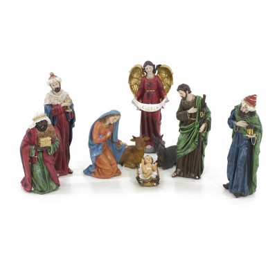 Natività in resina Completa da 40 cm Set 9 pezzi per Presepe