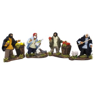 Statuine per presepe Statuine in terracotta Caltagirone 4 Pastori 10 cm - 79142