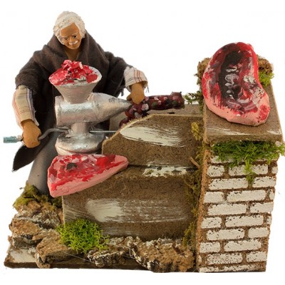 Pastore per Presepe in Movimento 14 cm x 9 cm Uomo che fa la Salsiccia 79048