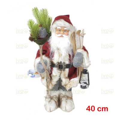 Babbo Natale 40 cm Con Lanterna e Sacco Doni