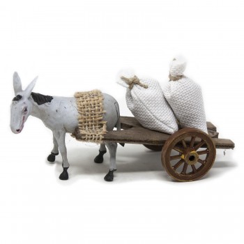 Carretto Asino e Sacchi Miniature per Presepe