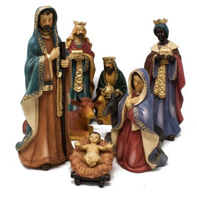 Natività in Resina Completa da 22 cm Set 8 pezzi per Presepe - 49586