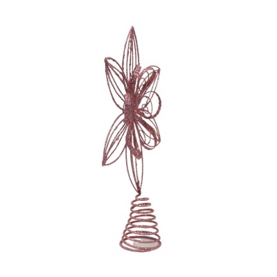 Puntale per Albero di Natale con Doppio Fiore Rosa 29 cm - 51137