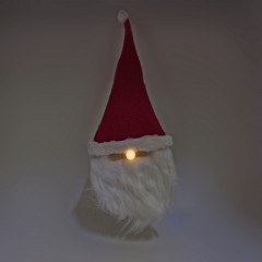 Faccia Babbo Natale 57 cm con Cappello Rosso e Naso che si Illumina - 51876