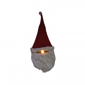 Faccia Babbo Natale 57 cm con Cappello Rosso e Naso che si Illumina - 51876