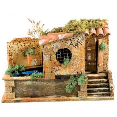 Fontana con Casa per Presepe con Riciclo Acqua 38x19 cm 2056