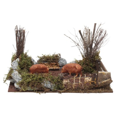 Recinto con Maiali per Presepe 20x14x12 cm - 11781