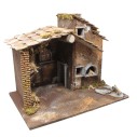 Capanna Vuota per Presepe con Luci e Forno con Lampada Fuoco 45 x 30 x H 36
