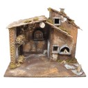 Capanna Vuota per Presepe con Luci e Forno con Lampada Fuoco 45 x 30 x H 36
