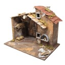 Capanna Vuota per Presepe con Luci e Forno con Lampada Fuoco 45 x 30 x H 36