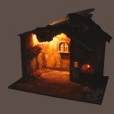 Capanna Vuota per Presepe con Luci e Forno con Lampada Fuoco 45 x 30 x H 36