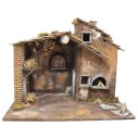 Capanna Vuota per Presepe con Luci e Forno con Lampada Fuoco 45 x 30 x H 36