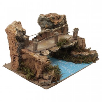 Ponte su Fiume in Legno per Presepe 20x14x12 cm - 10448