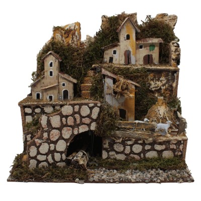 Paesaggio con Case e Luci cm. 24x21x24 per Presepe - 11756