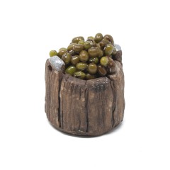 Tino di Legno con Olive 3,5 cm Miniature per Presepe 86337