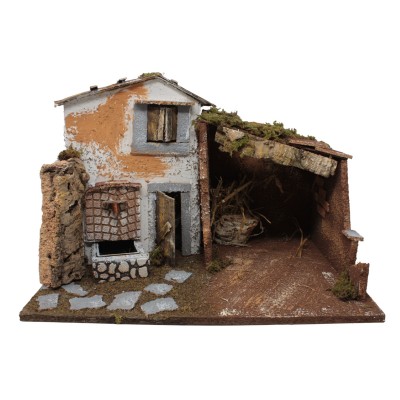 Capanna per Presepe con Fontana e Luci 45x30x31cm 11767