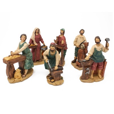 Pastori Mestieri in Resina 15 cm per Presepe Set 6 Pezzi Assortiti 48210