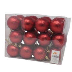 Set da 24 Sfere Natalizie Brillantate Rosso 6 cm 37484