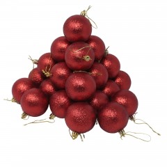 Set da 24 Sfere Natalizie Brillantate Rosso 6 cm 37484