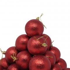 Set da 24 Sfere Natalizie Brillantate Rosso 6 cm 37484
