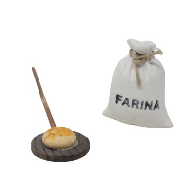 Miniature di Pane su pala e sacco Farina per Presepe - 52503D