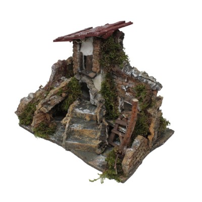 Borgo rustico con Casolare per Presepe 24x20 cm