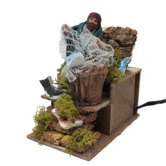 Pastore per Presepe in Movimento 14x9 cm Pescatore con Rete 79042