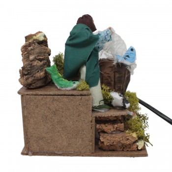 Pastore per Presepe in Movimento 14x9 cm Pescatore con Rete 79042