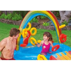 Gioco Gonfiabile da Giardino per Bambini Play Center con Scivolo INTEX 57453