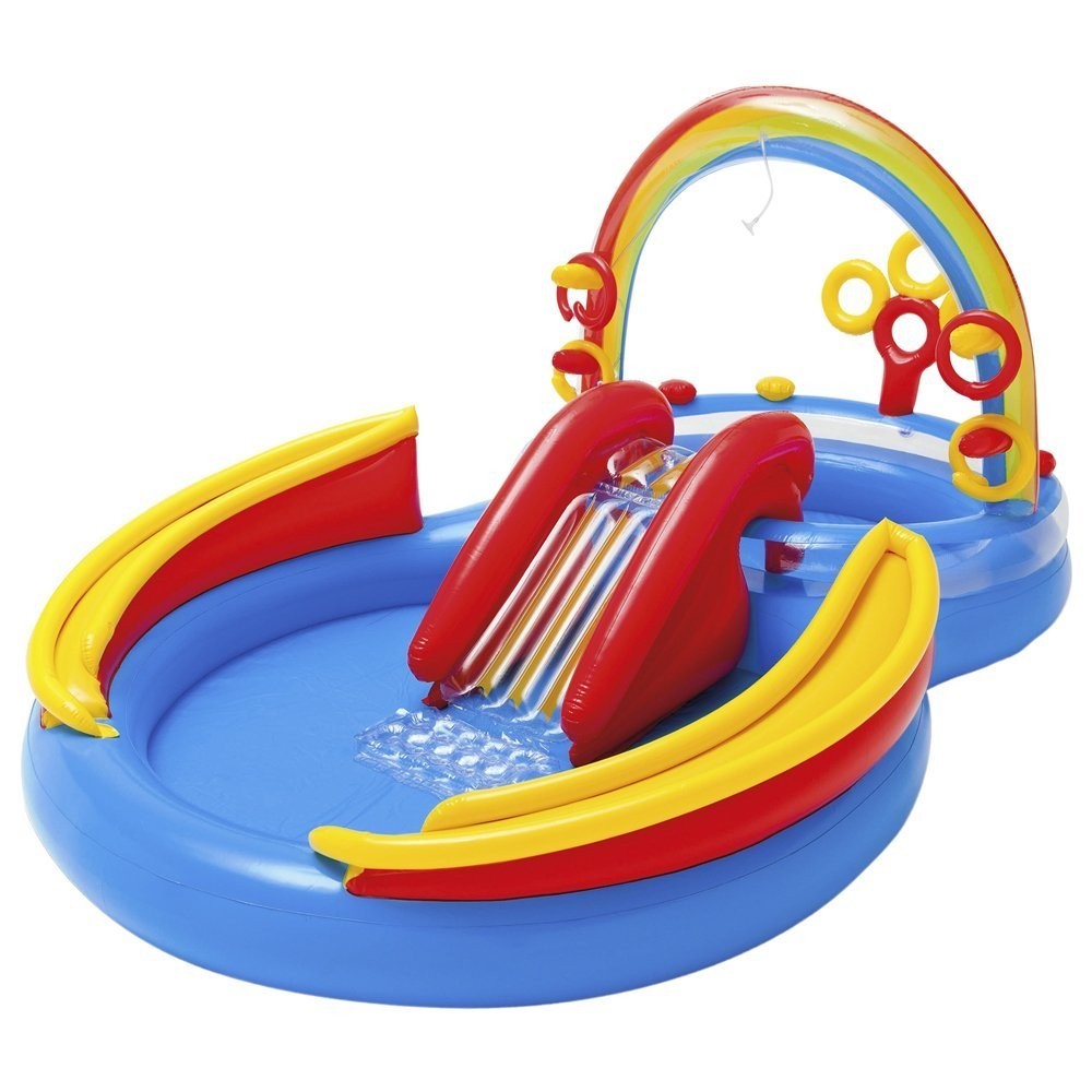 Piscina Gonfiabile Arcobaleno Play Center Gioco con scivolo Intex