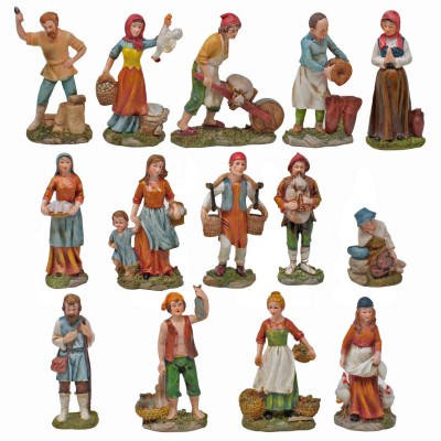 Pastori in Resina 15 cm 14 Figure Assortite Personaggi per Presepe