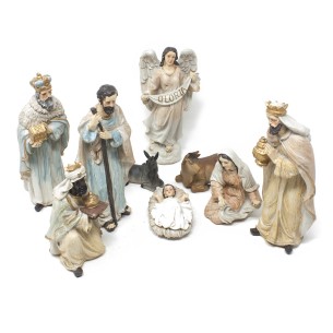 Natività Completa in Resina 20 cm Set di 9 pezzi Panna 51218 2