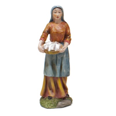 Personaggio in Resina per Presepe "Donna con Cesto" 15 cm 79166H