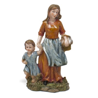 Personaggio in Resina per Presepe "Donna con Bambino" 15 cm 79166I