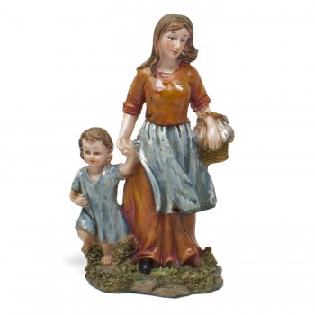 Personaggio in Resina per Presepe "Donna con Bambino" 15 cm 79166I