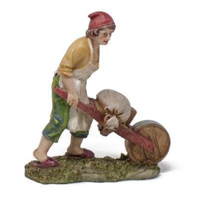 Personaggio in Resina per Presepe "Uomo con Carriola" 15 cm 79166O