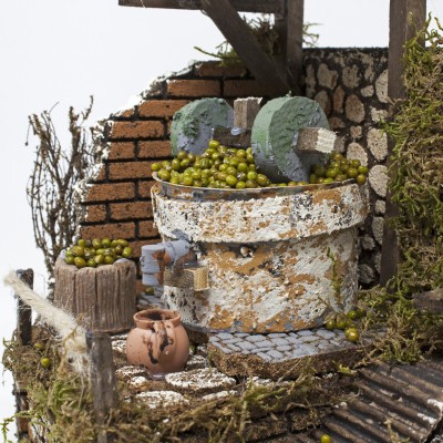 Scena per Presepe con Macina Olive 24 x 21 cm con Pompa