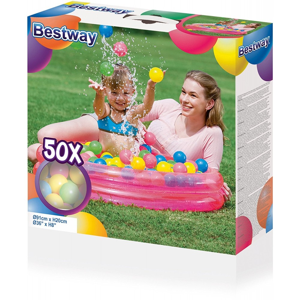 Piscina Baby con 50 Palline Colorate Gonfiabile 91 cm Bestway